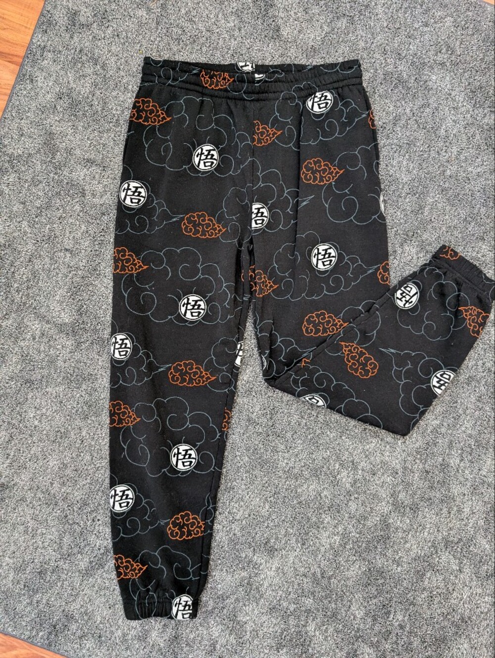 Dragon Ball Z Men’s XL Sleep Pants Black Anime Cloud Print Toei Animation DBZ